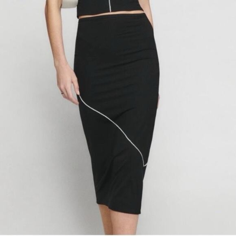 Reformation Lydia Black Knit Midi Skirt Womens Size Large